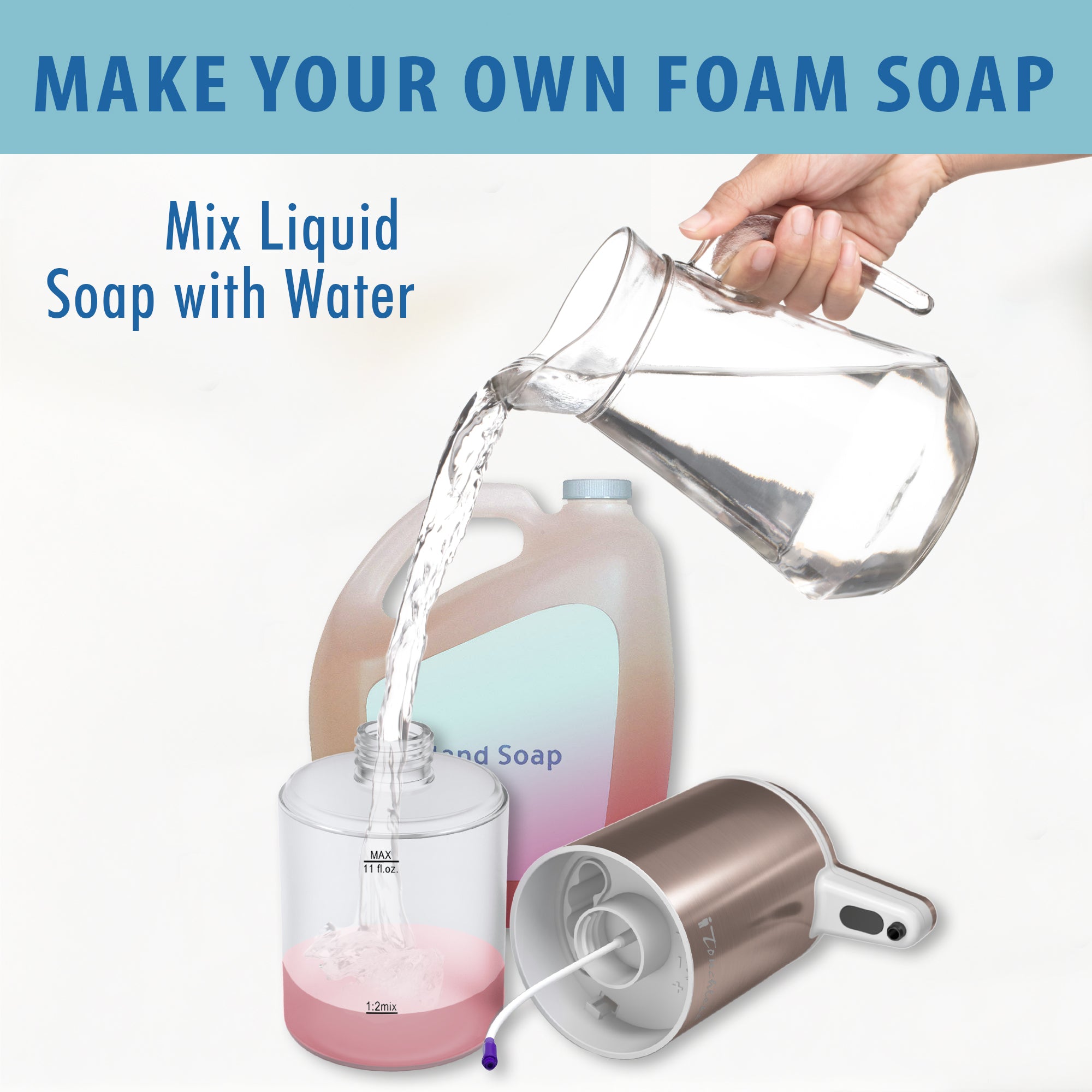 Sensor foam soap clearance dispenser