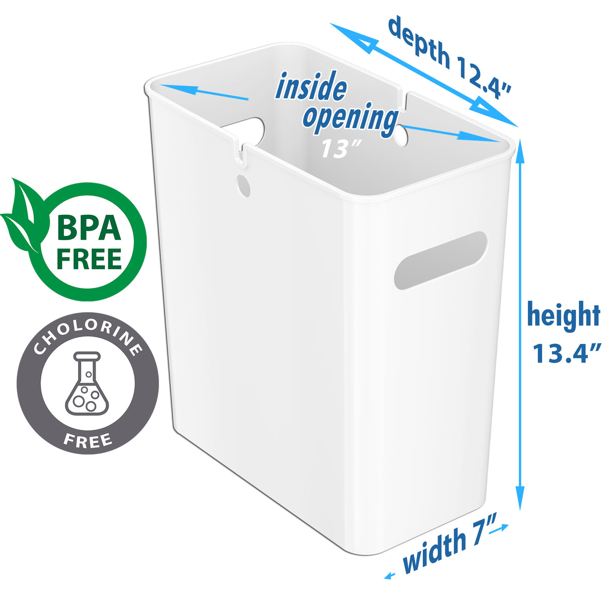 4.2 Gallon / 16 Liter SlimGiant Ivory White Wastebasket dimensions