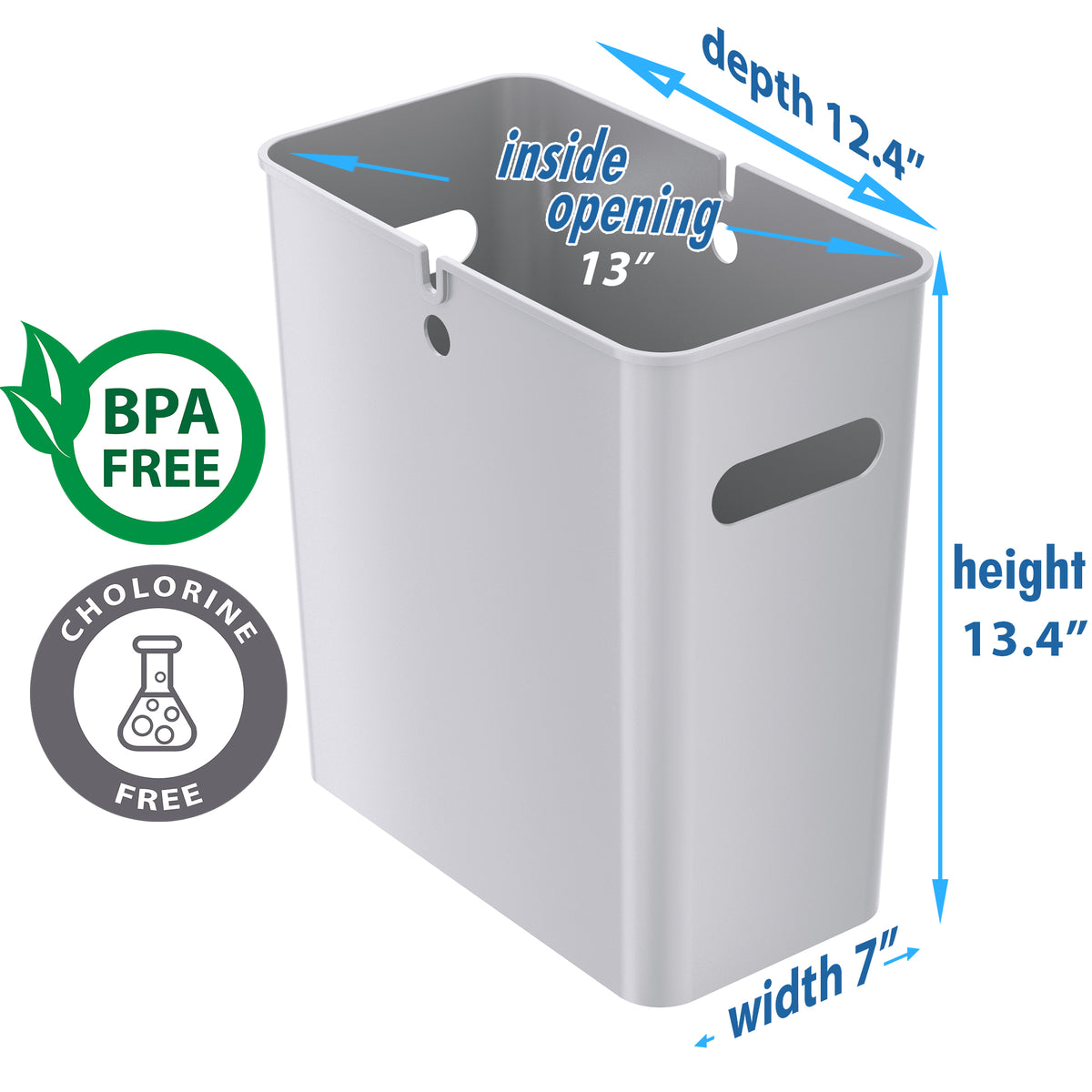 4.2 Gallon / 16 Liter SlimGiant Metallic Silver Wastebasket dimensions
