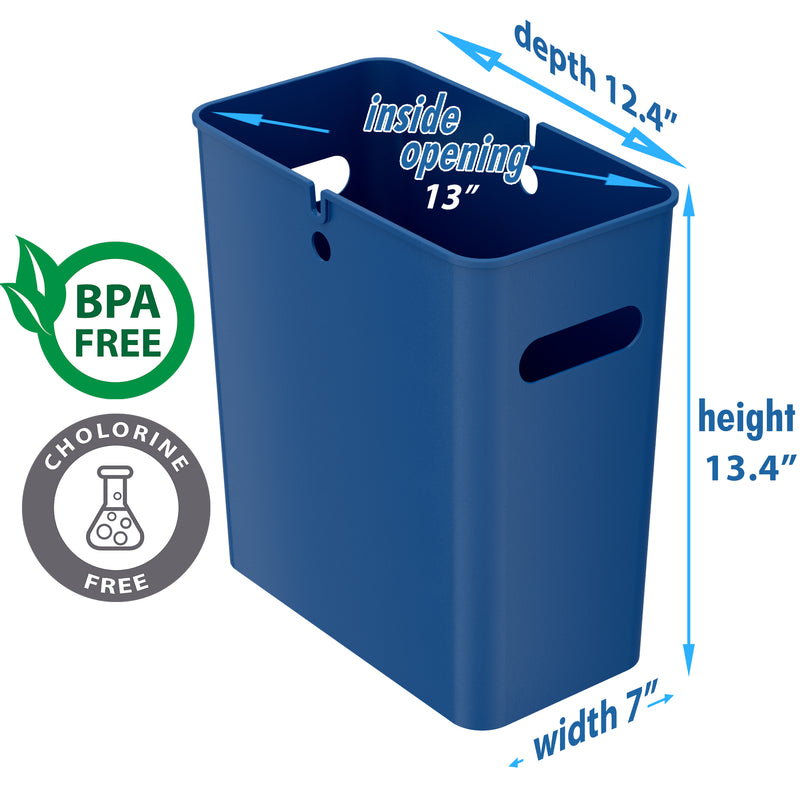 4.2 Gallon / 16 Liter SlimGiant Blue Wastebasket dimensions