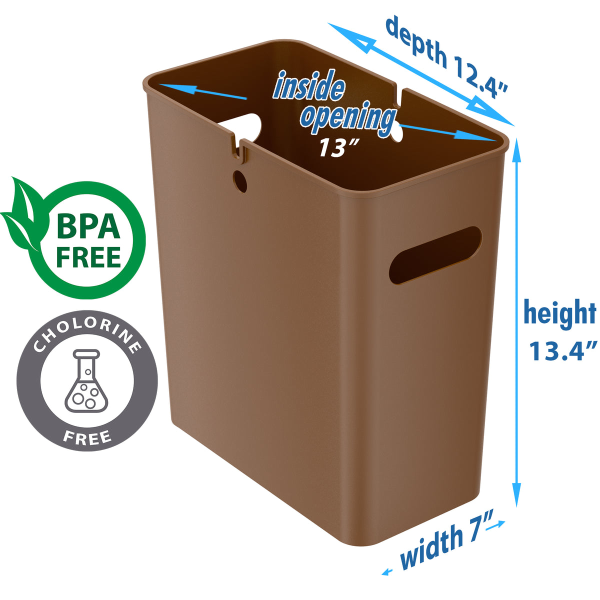 4.2 Gallon / 16 Liter SlimGiant Toffee Brown Wastebasket dimensions