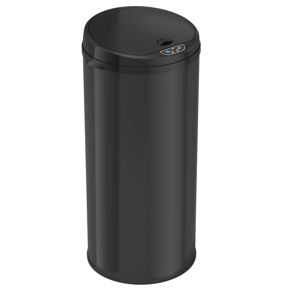 50 Liter / 13 Gallon Round Black Stainless Steel Sensor Kitchen Trash ...