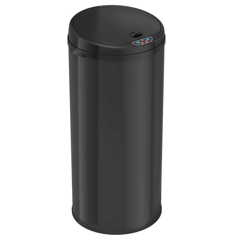 50 Liter / 13 Gallon Round Black Stainless Steel Sensor Kitchen Trash ...