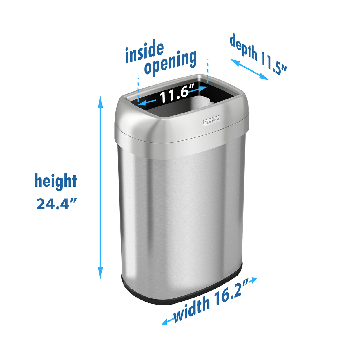 13 Gallon Elliptical Open Top Trash Can dimensions