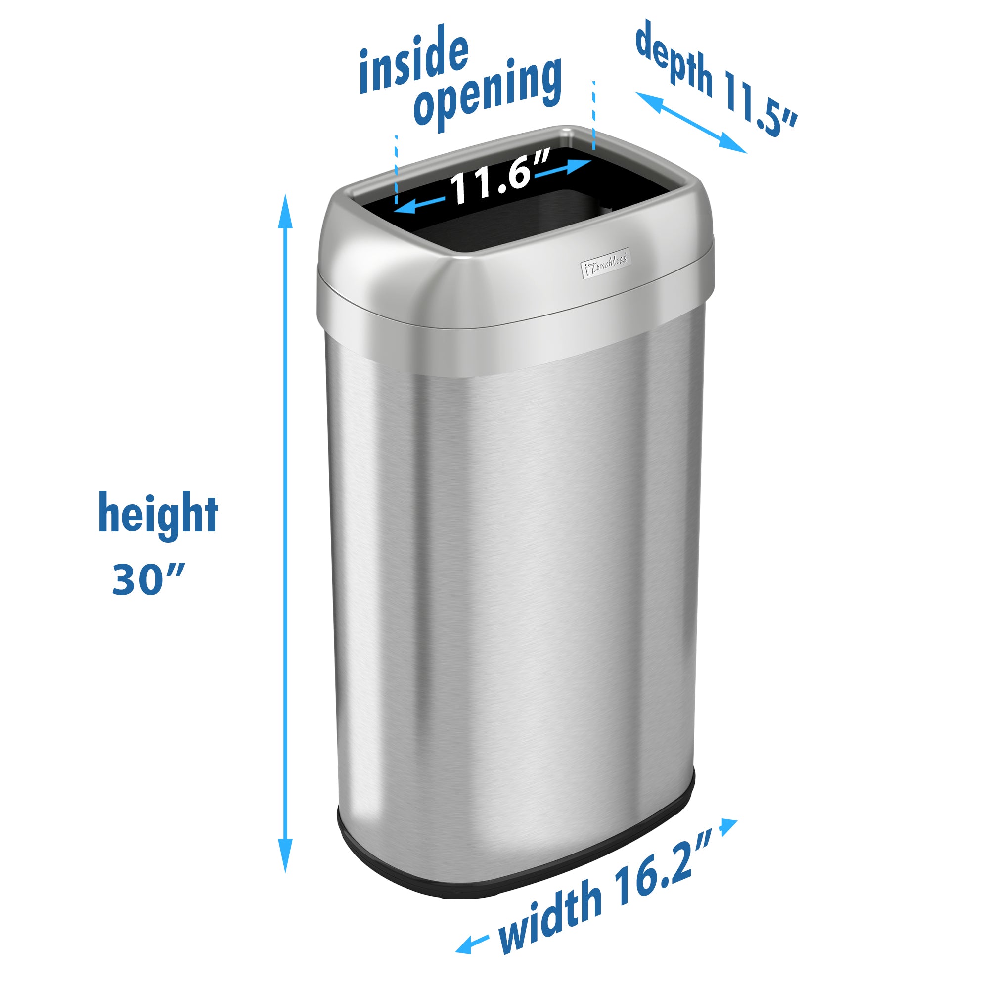 iTouchless 16 Gallon Elliptical Open Top Trash Can and Recycle Bin with  Dual AbsorbX Odor Filters, Slim Space-Saving Large Capacity Commercial  Grade