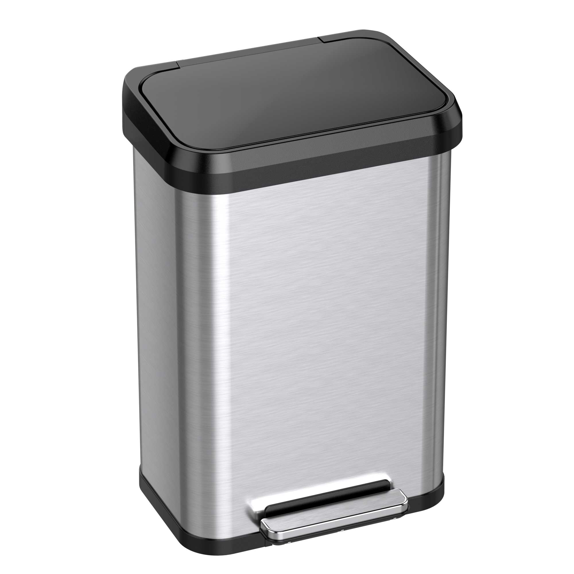 iTouchless SoftStep - Cubo de basura pequeño circular de 3.2 galones con  cubo interior extraíble y filtro de olor AbsorbX, acero inoxidable, cubo de