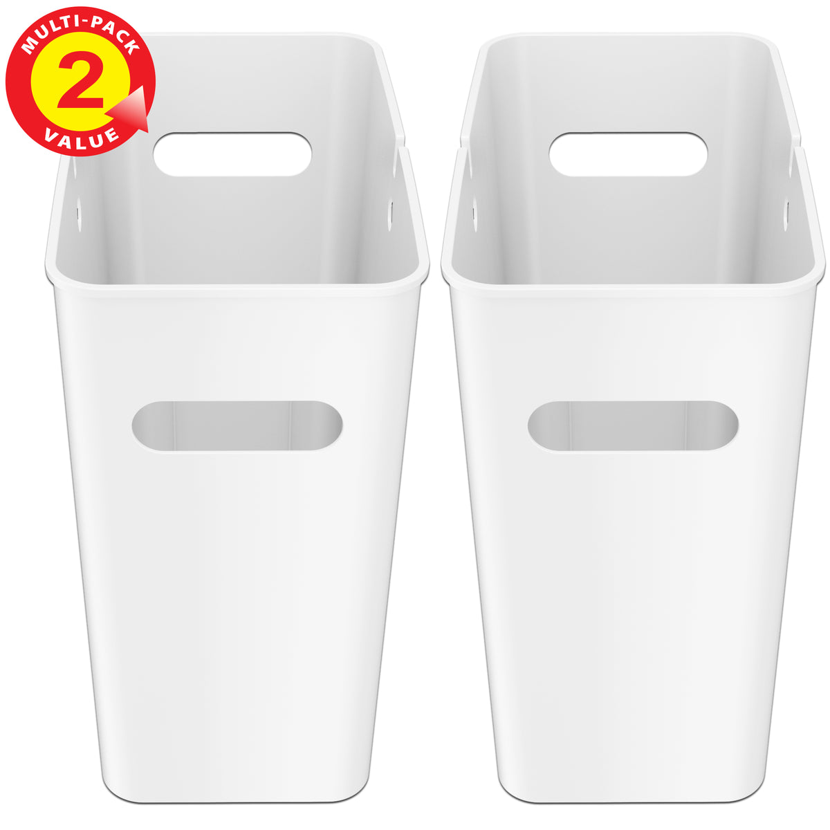 4.2 Gallon / 16 Liter SlimGiant Ivory White Wastebasket (2-Pack)