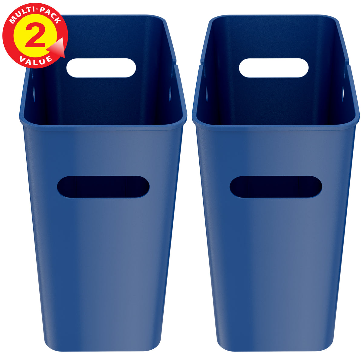 4.2 Gallon / 16 Liter SlimGiant Blue Wastebasket (2-Pack)