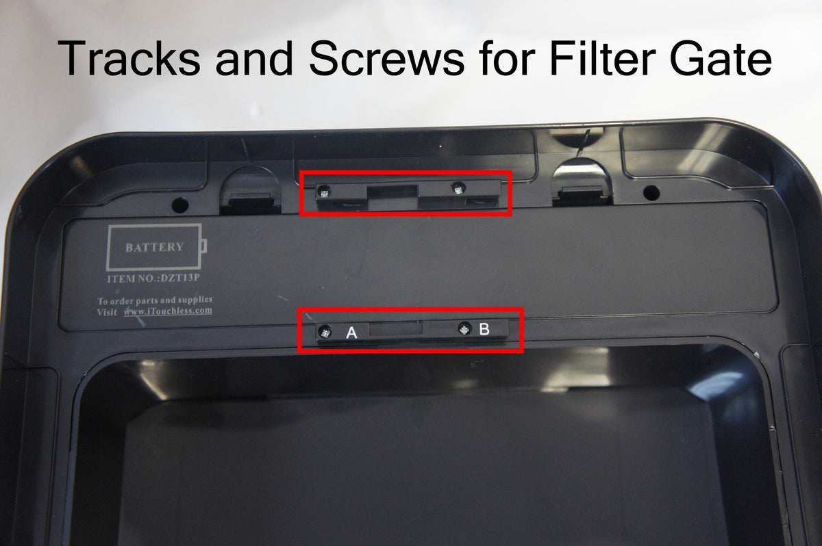 Tracks & screws for odor filter compartment