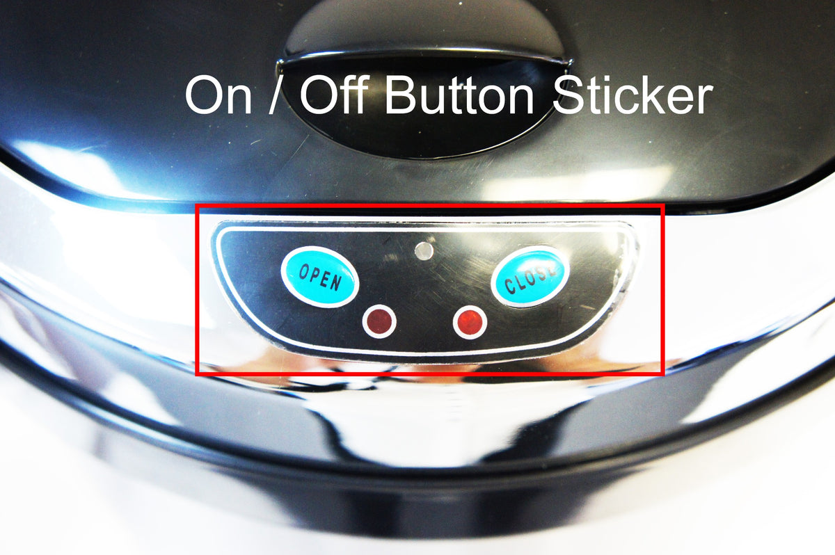 on/off button sticker location